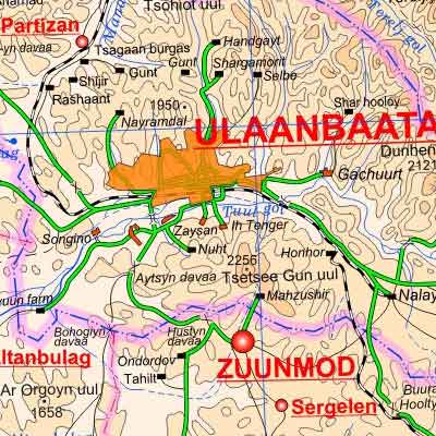 Topographische Karte Mongolei 1:1.000.000